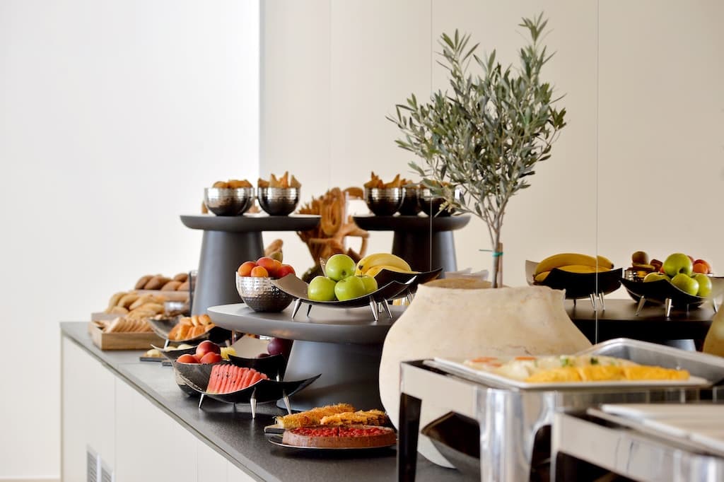 Mediterranean breakfast spread