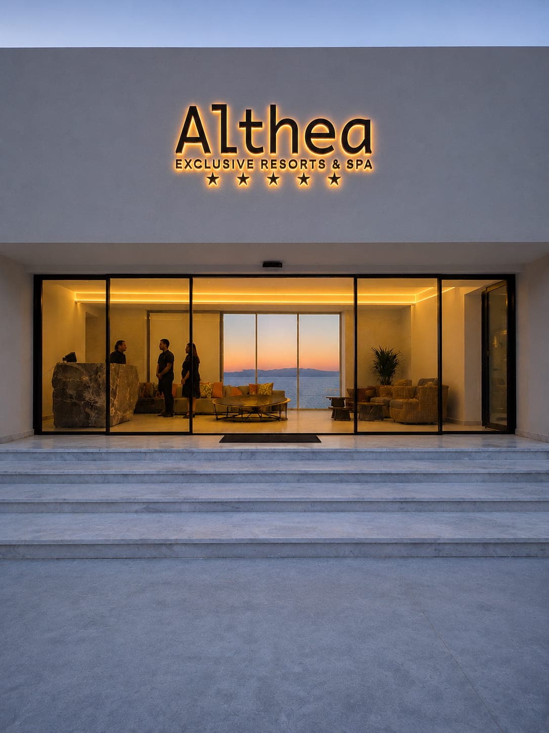 Althea Resorts — hotel entrance and pool, Ano Loutro, Corinthia